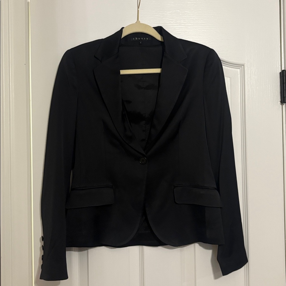 Theory Black Single Button Blazer Jacket